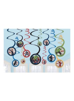 Amscan 12-Piece Marvel Avengers Powers Unite Paper Spiral Decoration Birthday Theme Party Supplies 