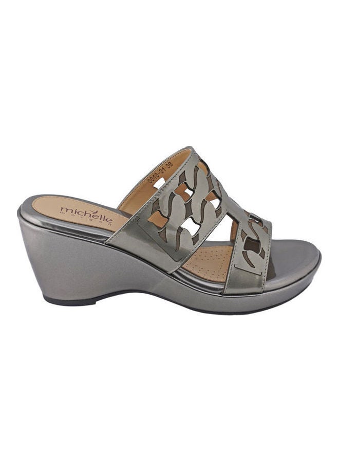 Michelle Morgan - High Heel Wedge Sandals Grey - Image 1