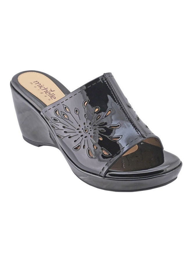 Michelle Morgan High Heel Wedge Sandals Black  - Image 1