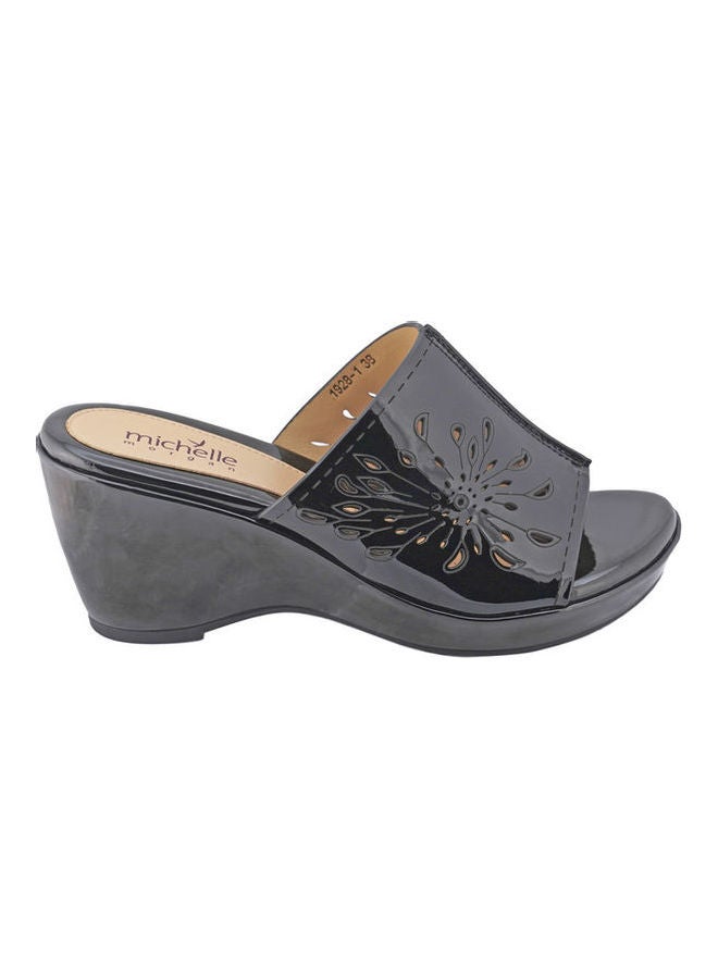 Michelle Morgan High Heel Wedge Sandals Black  - Image 2