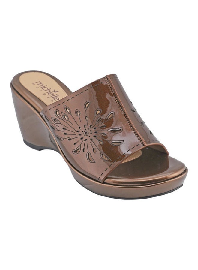 Michelle Morgan - High Heel Wedge Sandals Brown - Image 1