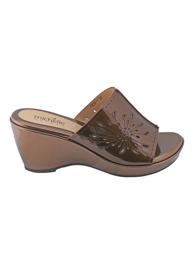 Michelle Morgan - High Heel Wedge Sandals Brown - Image 1