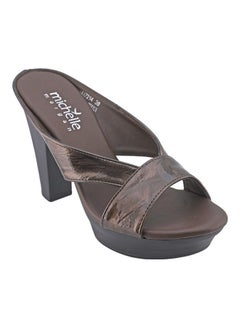 High Heel Wedge Sandals Brown