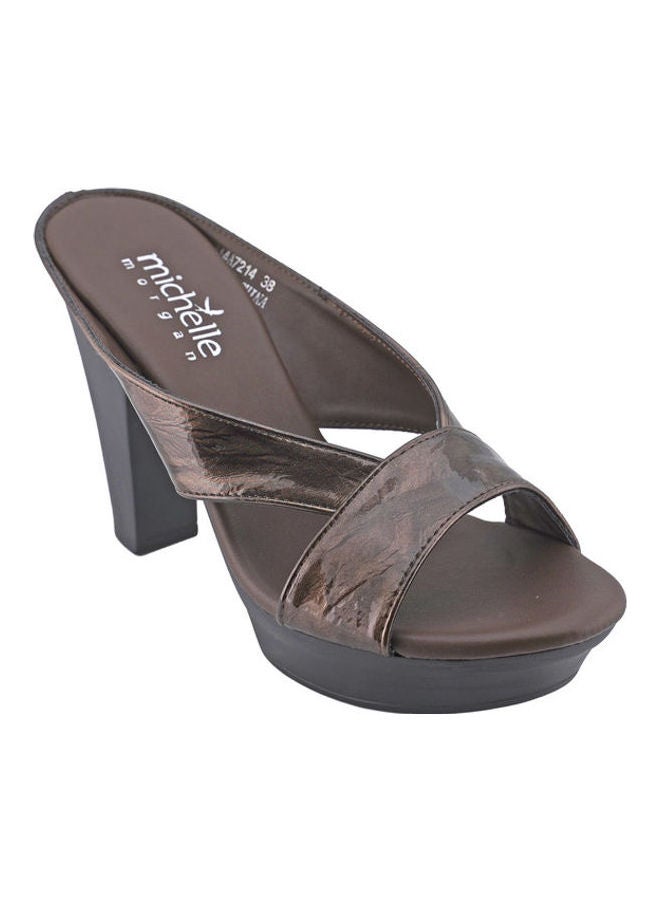 Michelle Morgan - High Heel Wedge Sandals Brown - Image 1