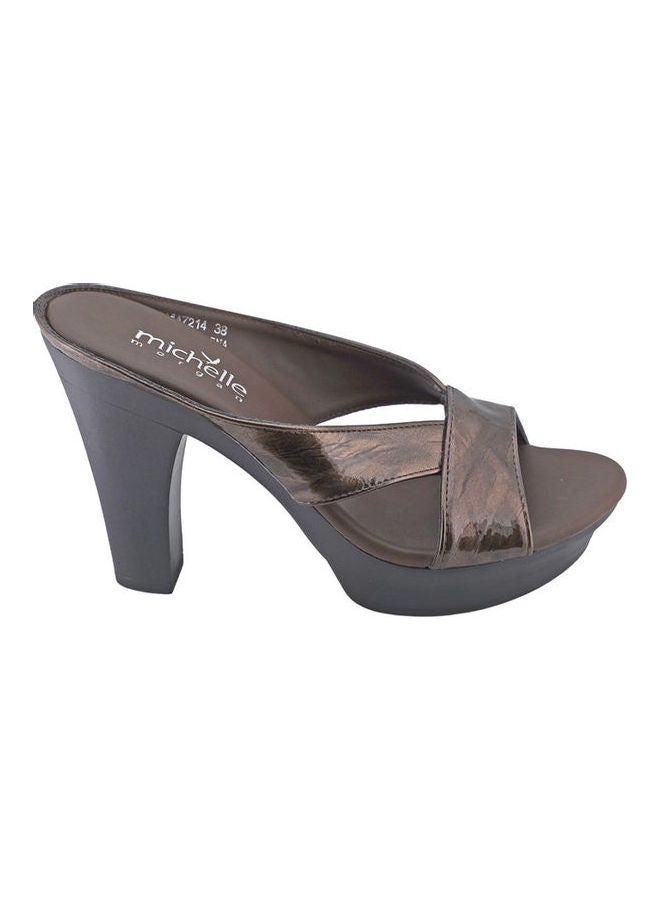 Michelle Morgan - High Heel Wedge Sandals Brown - Image 1