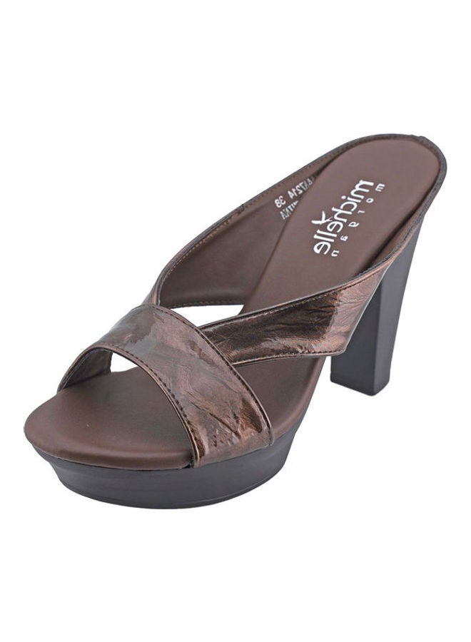 Michelle Morgan - High Heel Wedge Sandals Brown - Image 1