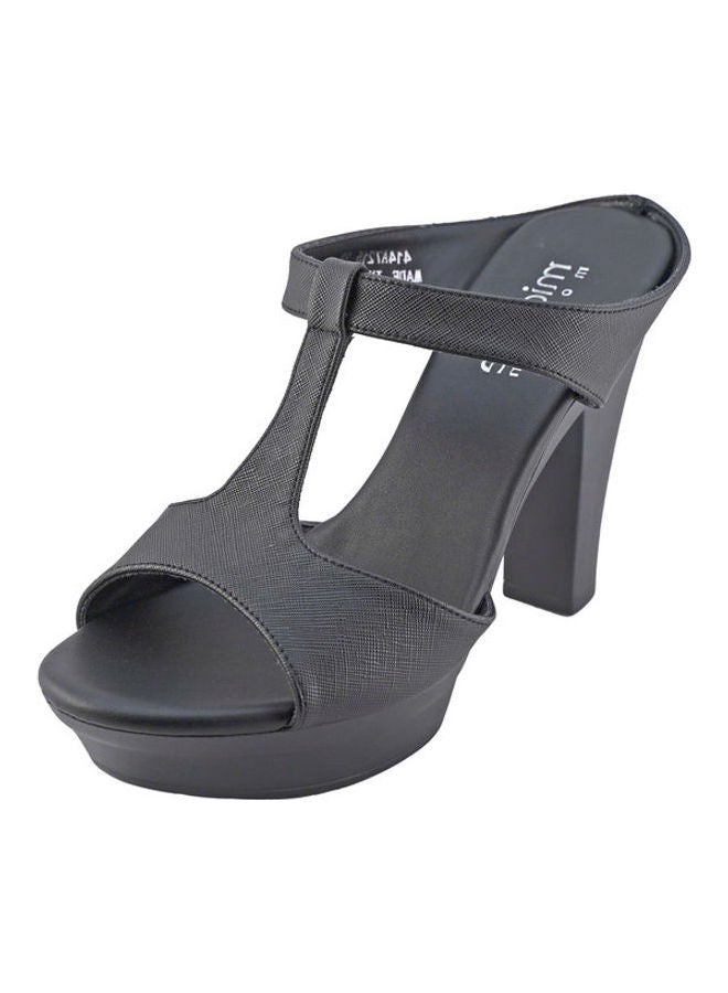 Michelle Morgan High Heel Wedge Sandals Black  - Image 3