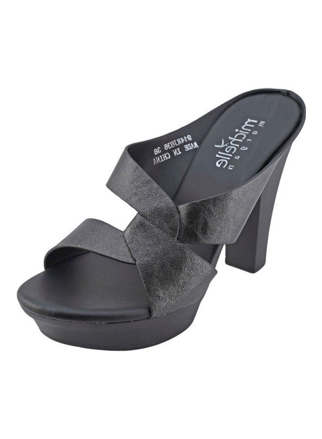Michelle Morgan High Heel Wedge Sandals Black  - Image 3