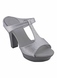 High Heel Wedge Sandals Silver