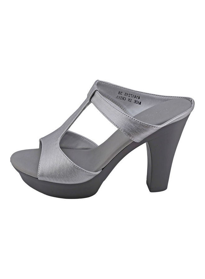 Michelle Morgan - High Heel Wedge Sandals Silver - Image 1