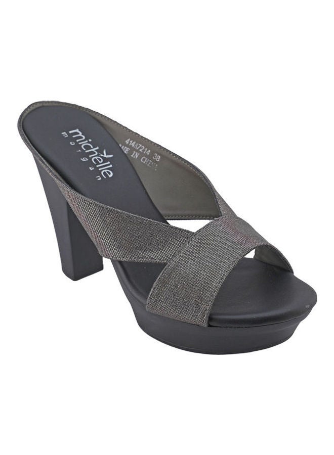 Michelle Morgan High Heel Wedge Sandals Grey/Black - Image 1