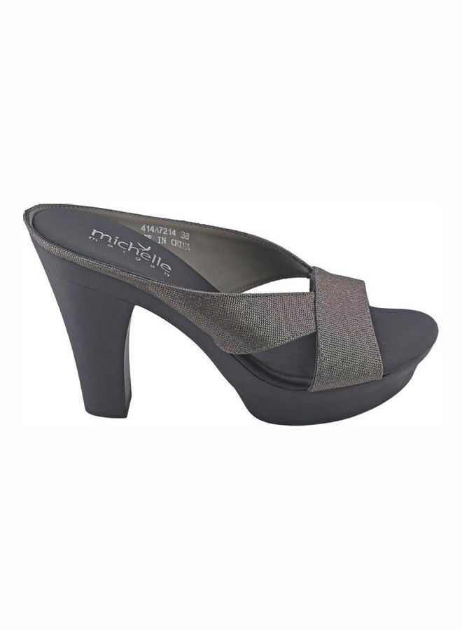 Michelle Morgan High Heel Wedge Sandals Grey/Black - Image 2