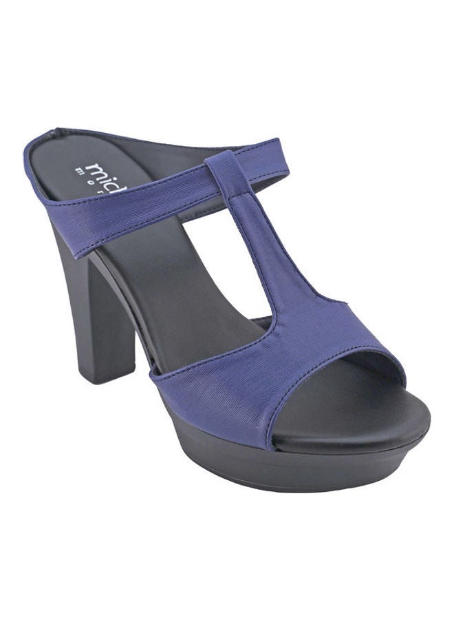 Michelle Morgan High Heel Wedge Sandals Blue/Black - Image 1