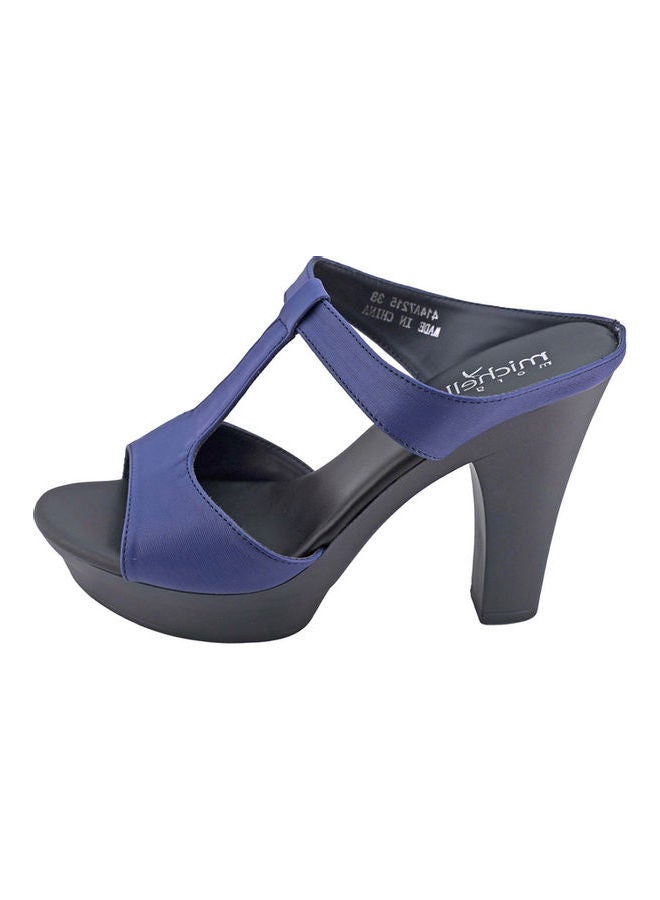 Michelle Morgan High Heel Wedge Sandals Blue/Black - Image 3