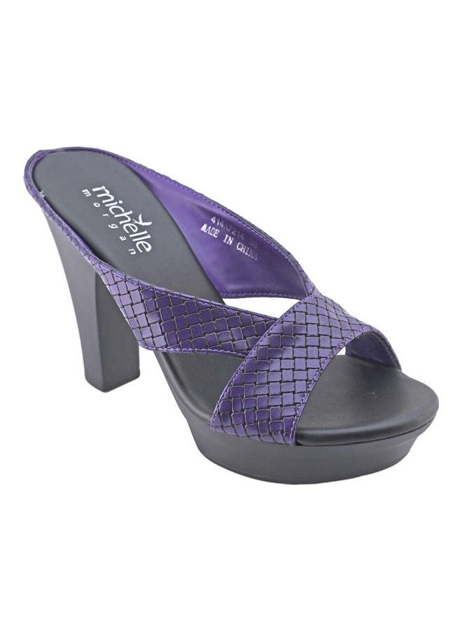 Michelle Morgan High Heel Wedge Sandals Purple/Black  - Image 1