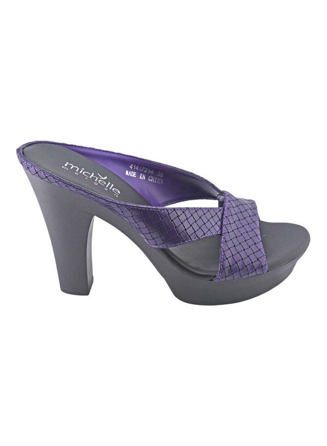 Michelle Morgan High Heel Wedge Sandals Purple/Black  - Image 2