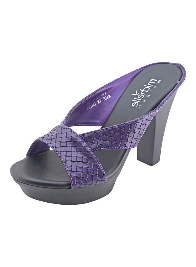 Michelle Morgan High Heel Wedge Sandals Purple/Black  - Image 3