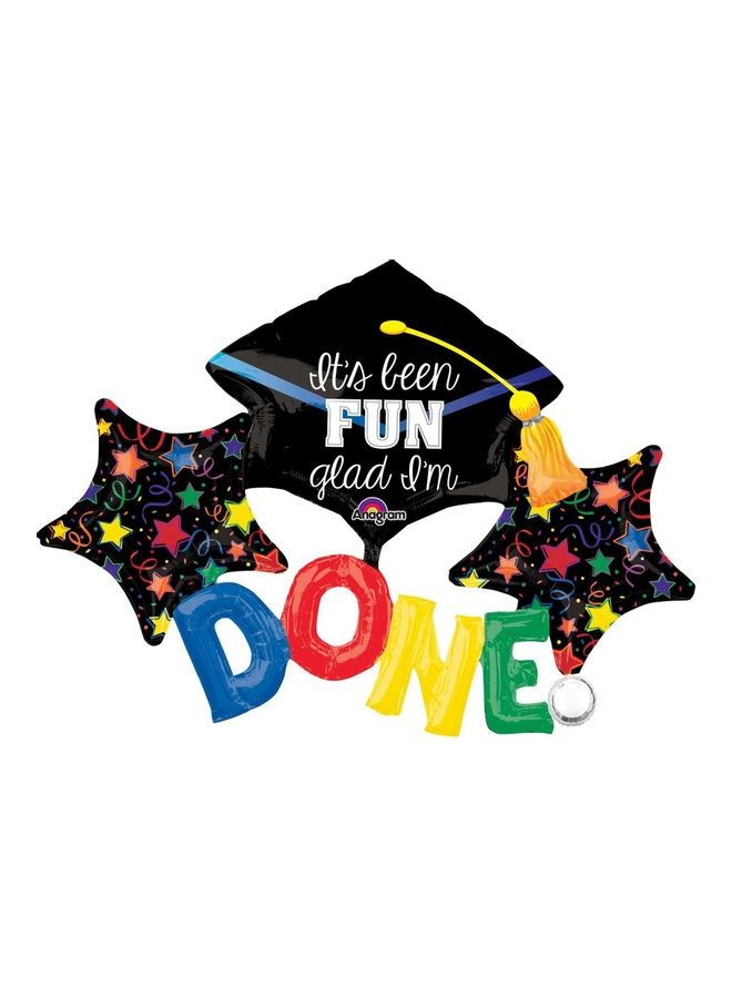 مجموعة بالونات بطبعة عبارة " It's Been Fun Glad I'm Done Graduation" على شكل باقة من 3 قطع 52بوصة
