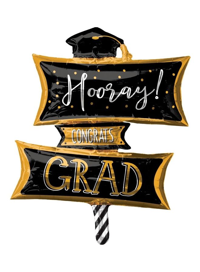 أناجرام بالون من القصدير للتخرج مُزين بعبارة "Hooray! Congratulations"