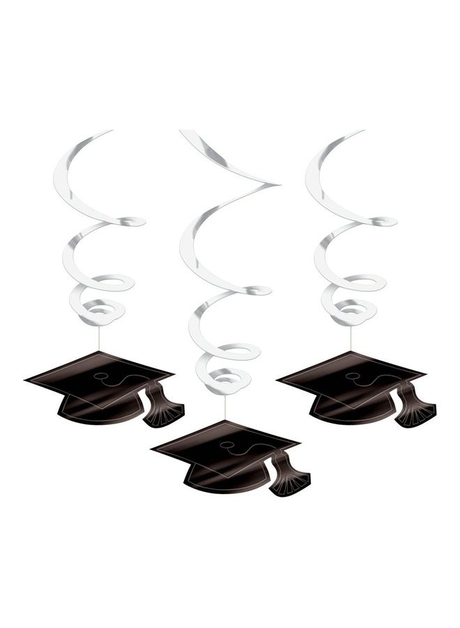 أمسكان 30 قطعة من ديكورات التدرج الفضي والأسود المعلقة لحفلات التخرج