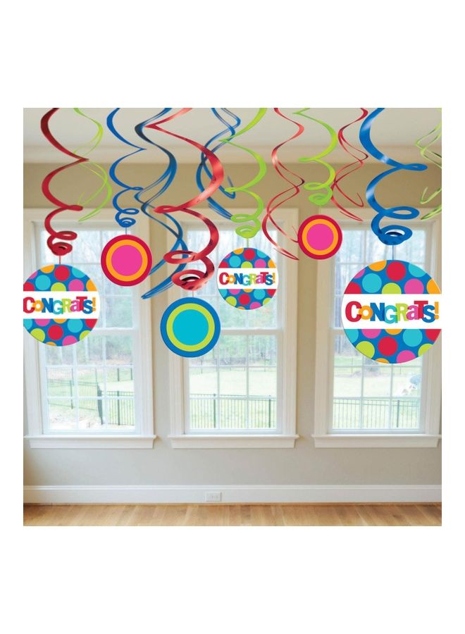 أمسكان مجموعة قصاصات زينة ملتفة منقطة كابانا للتخرج مكونة من 12 قطعة