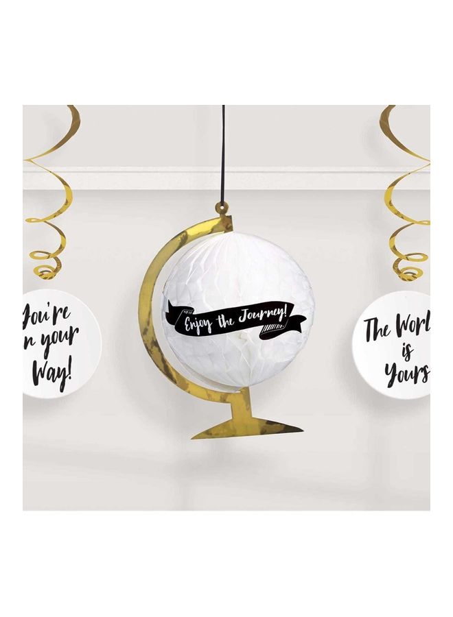 Amscan 3-Piece Grad Globe Honeycomb Decoration for Graduation Party Supplies