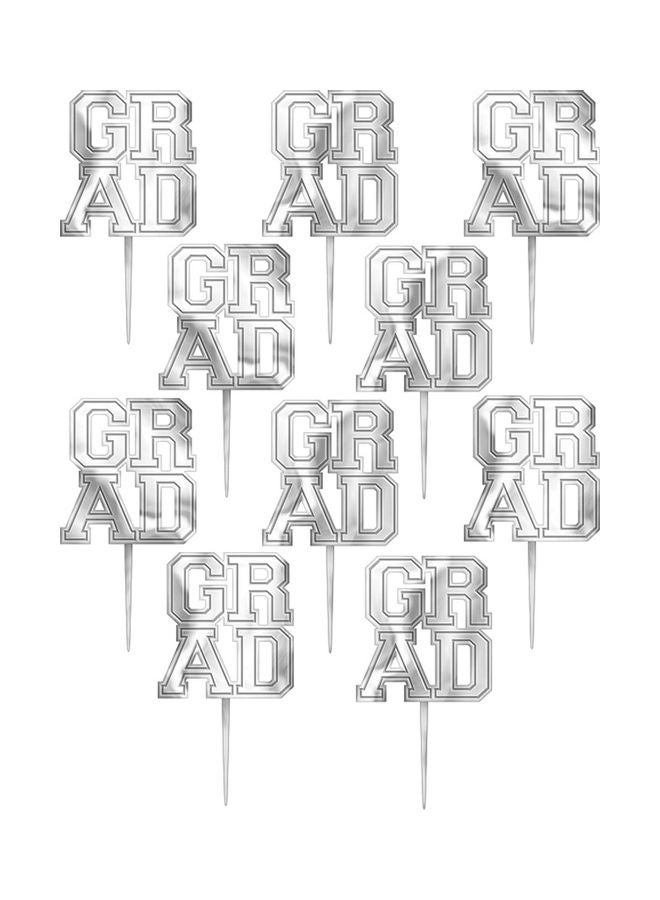 أمسكان طقم أعواد بلاستيكية مطلية بالكهرباء بتصميم يمثل كلمة "Grad" مكون من 10 قطع