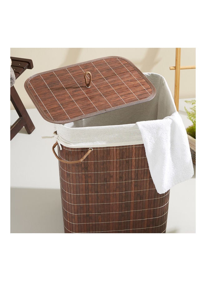 Home Box - Light Weight Stylish Compact And Space Saving 2-Section Foldable Laundry Basket With Lid Brown 72Liters - Image 1