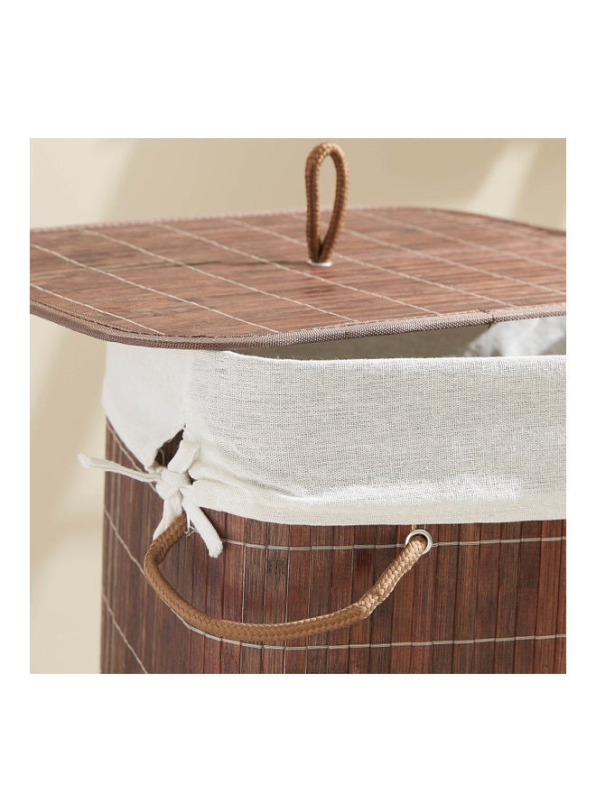 Home Box - Light Weight Stylish Compact And Space Saving 2-Section Foldable Laundry Basket With Lid Brown 72Liters - Image 1