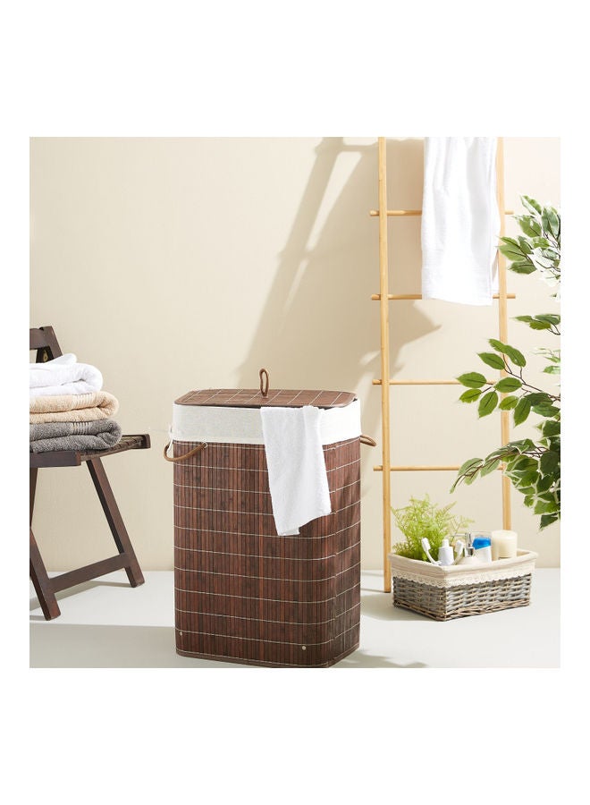 Home Box - Light Weight Stylish Compact And Space Saving 2-Section Foldable Laundry Basket With Lid Brown 72Liters - Image 1