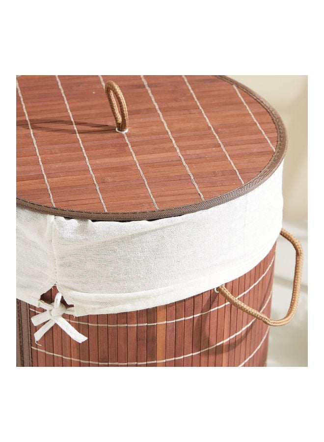 Home Box - Light Weight Stylish Compact And Space Saving 2-Section Foldable Laundry Basket With Lid Brown 39 x 39 x 60cm - Image 1