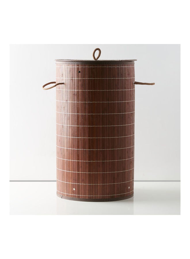 Home Box - Light Weight Stylish Compact And Space Saving 2-Section Foldable Laundry Basket With Lid Brown 39 x 39 x 60cm - Image 1