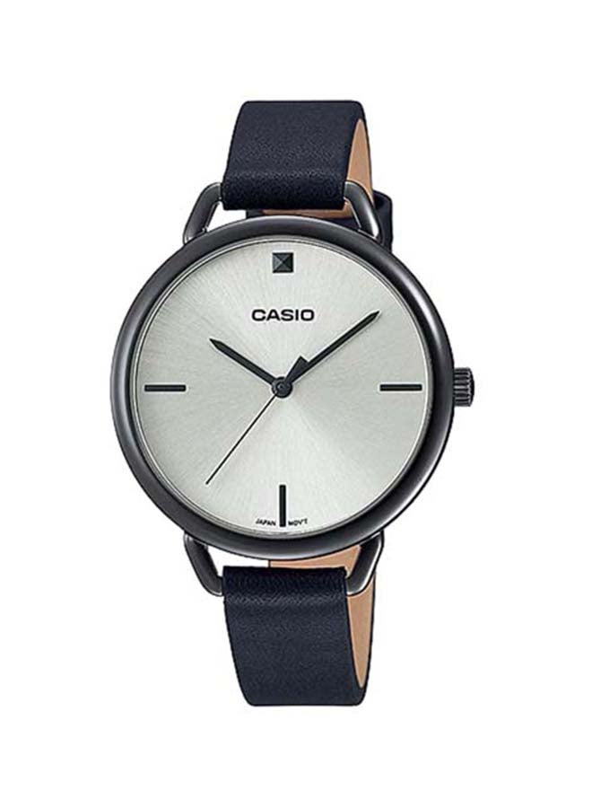 كاسيو ساعة يد بعقارب من كاسيو بسوار من الجلد الأصلي ومينا بلون فضي وواجهة من الزجاج المحدب للسيدات طراز LTP-E415GRL-1CDF للنساء - Image 1