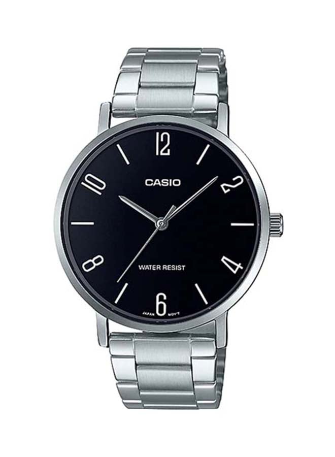 CASIO Men's Casio watch Analog ,Black Dial ,Stainless Steel BAnd ,MTP-VT01D-1B2UDF - 46 mm - Silver  - Image 1
