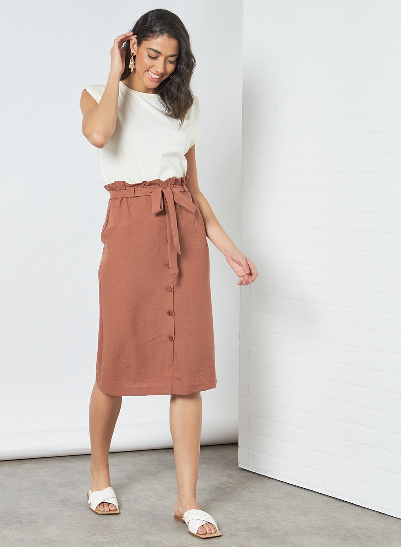 trendyol - Paperbag Waist Skirt Brown - Image 1