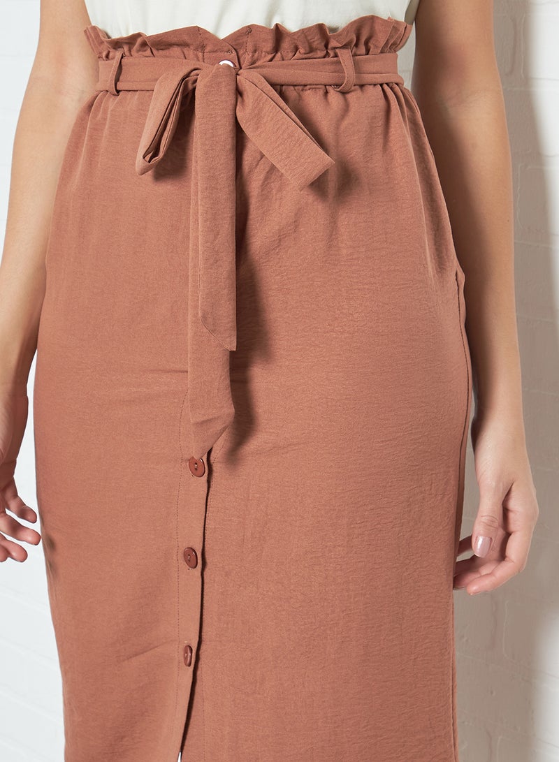trendyol - Paperbag Waist Skirt Brown - Image 1