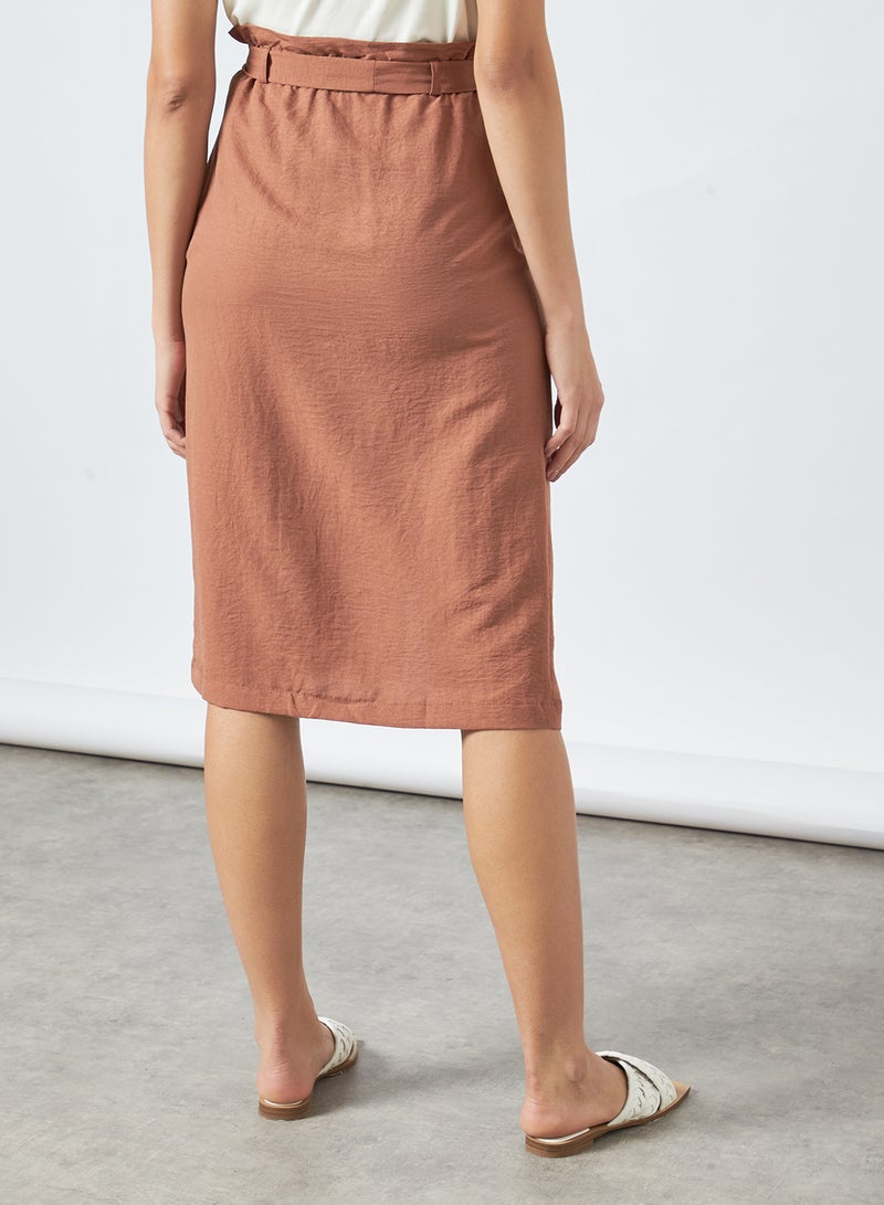 trendyol - Paperbag Waist Skirt Brown - Image 1