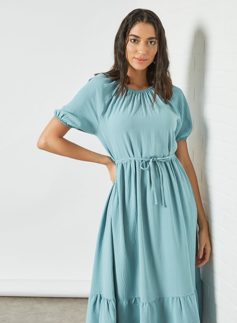 trendyol Waist Tie Midi Dress Mint  - Image 2