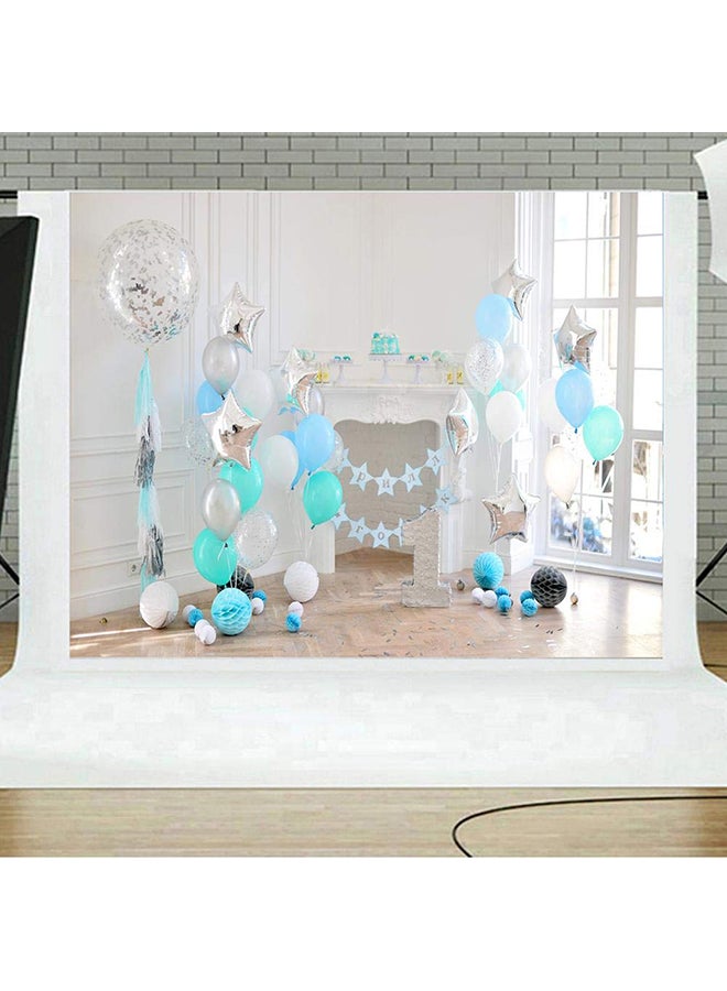 ANDOER First Birthday Photography Background White/Blue/Silver  - Image 2