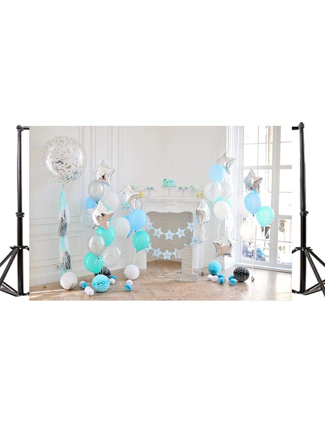 ANDOER First Birthday Photography Background White/Blue/Silver  - Image 3