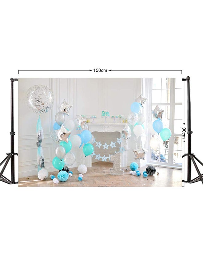 ANDOER First Birthday Photography Background White/Blue/Silver  - Image 4