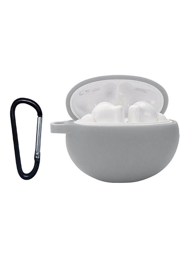 S-Color Protective Silicone Case With Carabiner For Huawei FreeBuds 4i Grey - Image 1