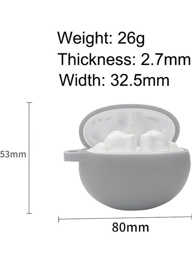 S-Color Protective Silicone Case With Carabiner For Huawei FreeBuds 4i Grey - Image 3