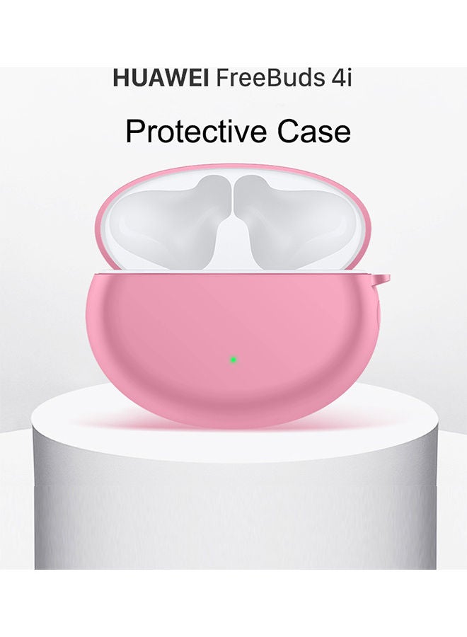 S-Color Protective Silicone Case With Carabiner For Huawei FreeBuds 4i Pink - Image 2