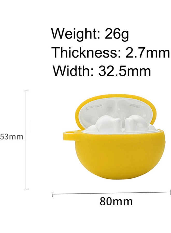 S-Color Protective Silicone Case With Carabiner For Huawei FreeBuds 4i Yellow - Image 2