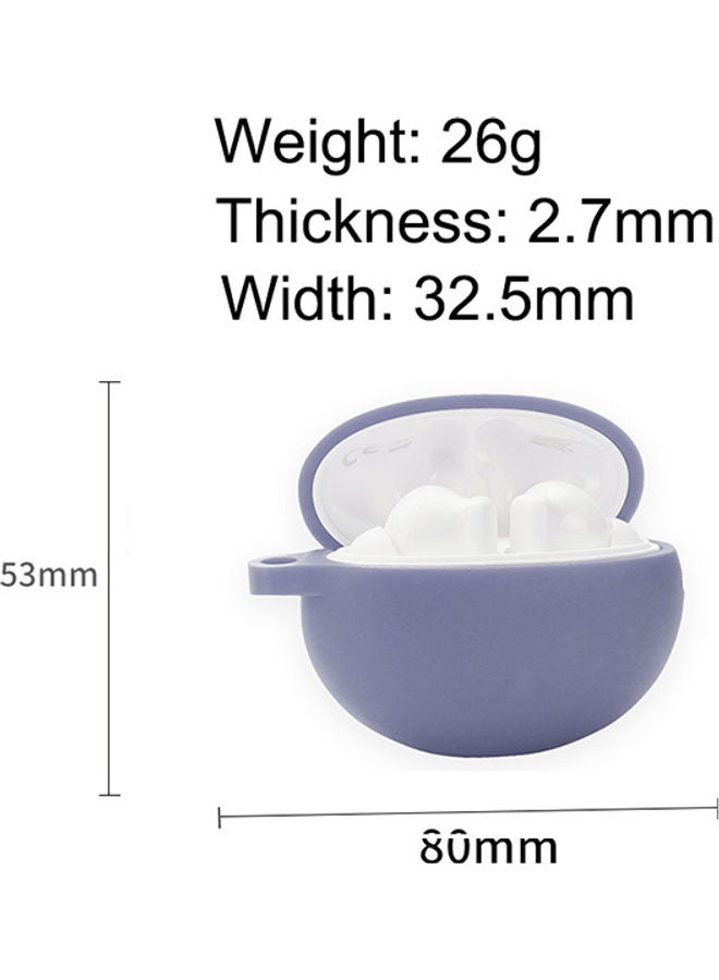 S-Color Protective Silicone Case With Carabiner For Huawei FreeBuds 4i Lavender Grey - Image 2