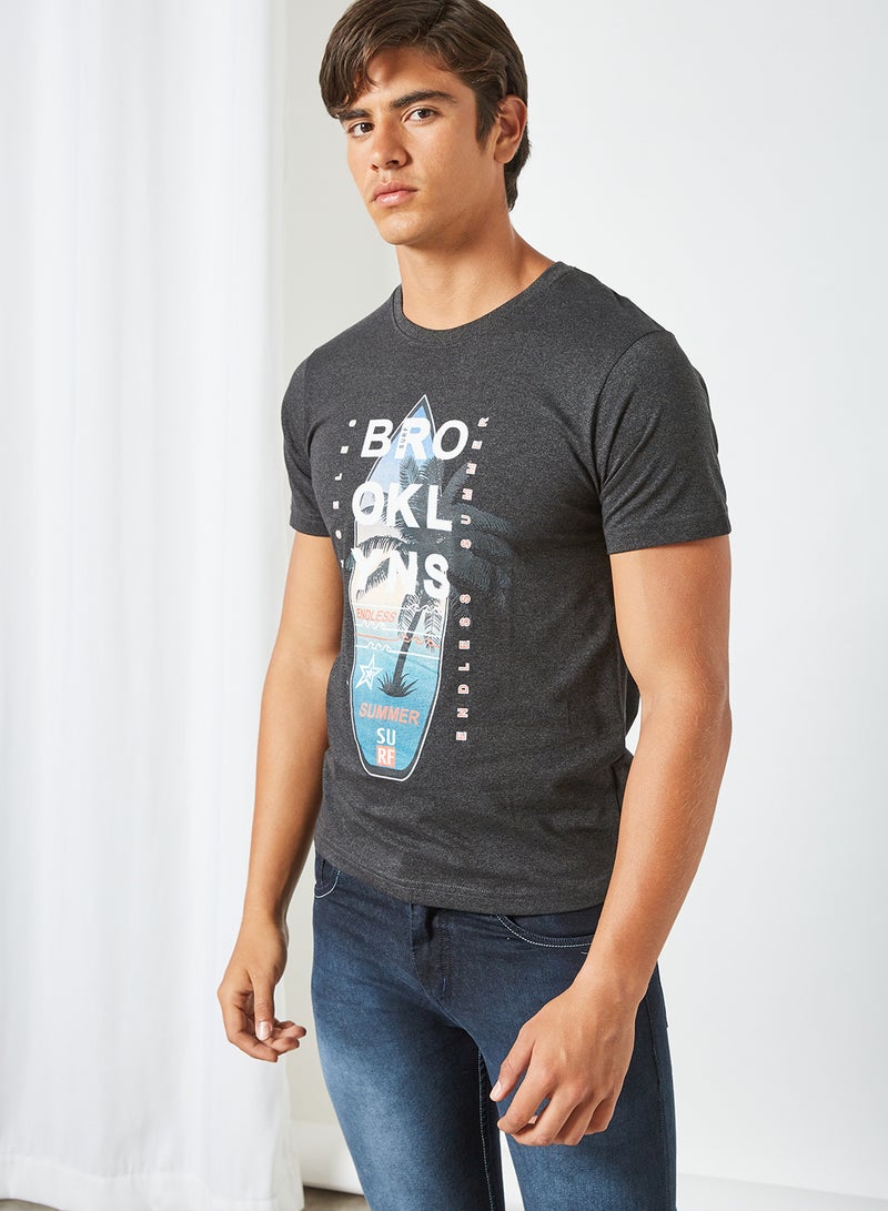 Breakpoint Round Neck Printed T-Shirt Black - Image 1