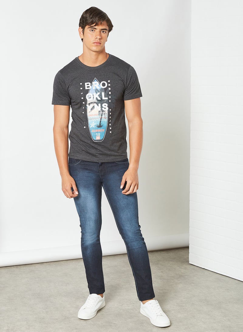 Breakpoint Round Neck Printed T-Shirt Black - Image 3