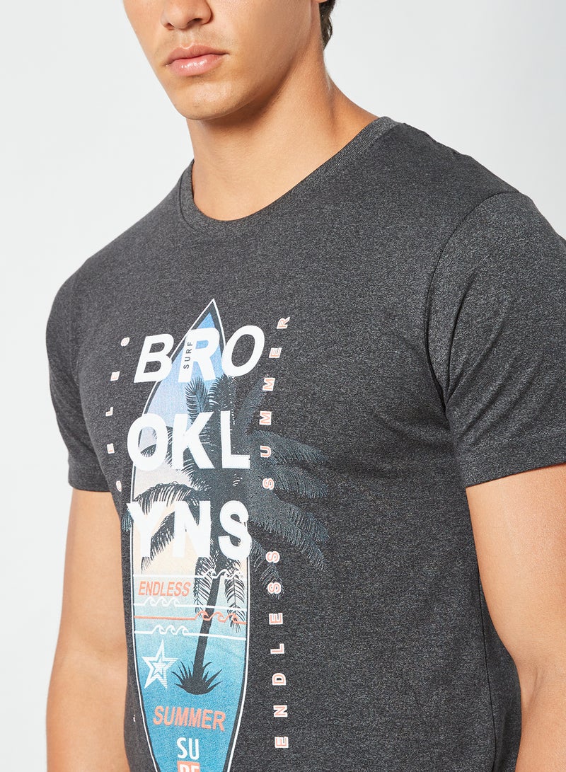 Breakpoint Round Neck Printed T-Shirt Black - Image 4