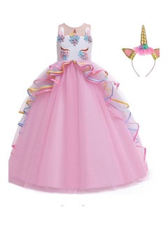 Girls Unicorn Floral Birthday Party Wear Princess Tutu Dresses Pink